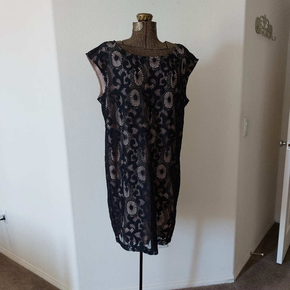 Black lace dress with nude lining